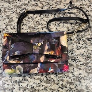 Betsey Johnson Multicolor Floral Clutch with Black Bow